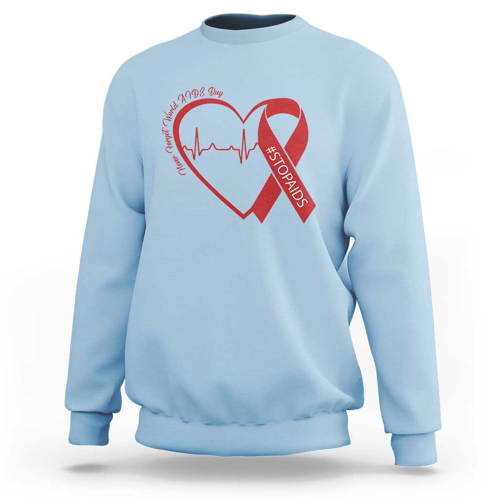 Never Forget World AIDS Day Sweatshirt Red Ribbon HIV Awareness Gift - Wonder Print Shop