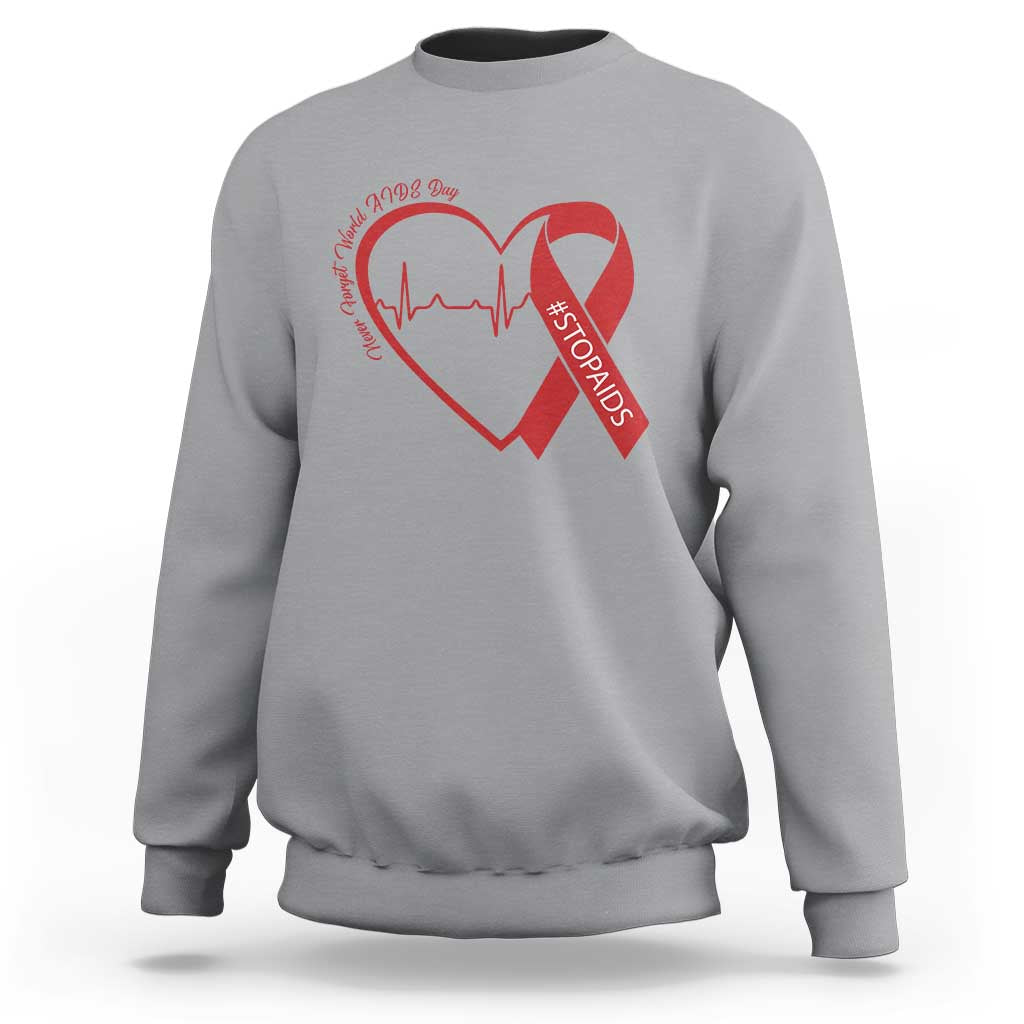 Never Forget World AIDS Day Sweatshirt Red Ribbon HIV Awareness Gift - Wonder Print Shop