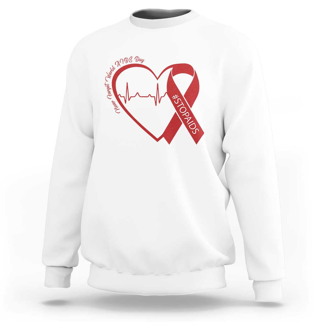 Never Forget World AIDS Day Sweatshirt Red Ribbon HIV Awareness Gift - Wonder Print Shop