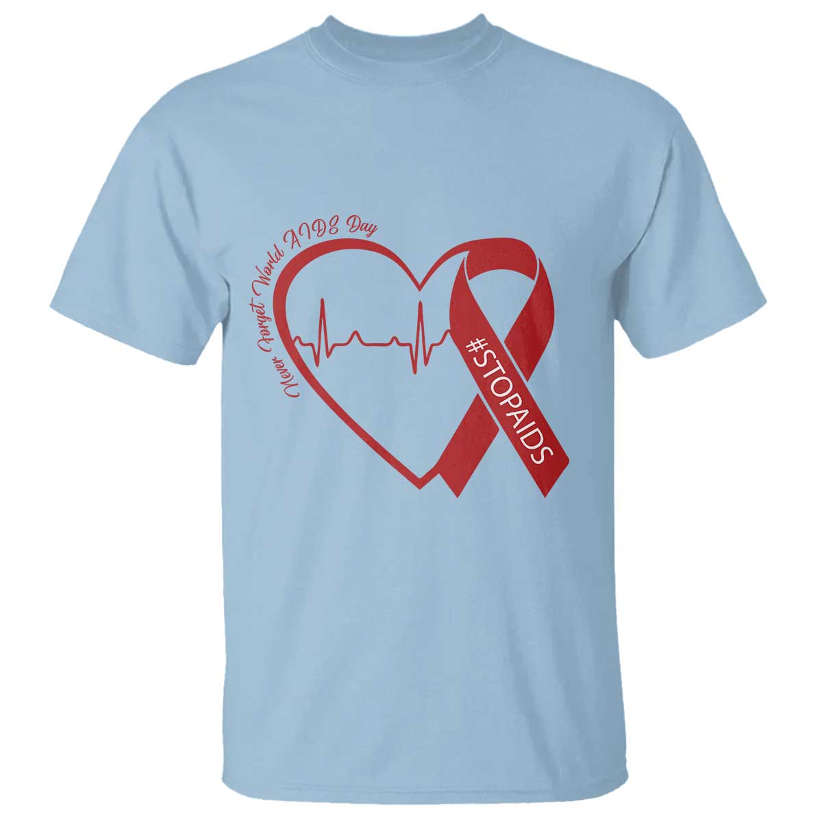 Never Forget World AIDS Day T Shirt Red Ribbon HIV Awareness Gift - Wonder Print Shop