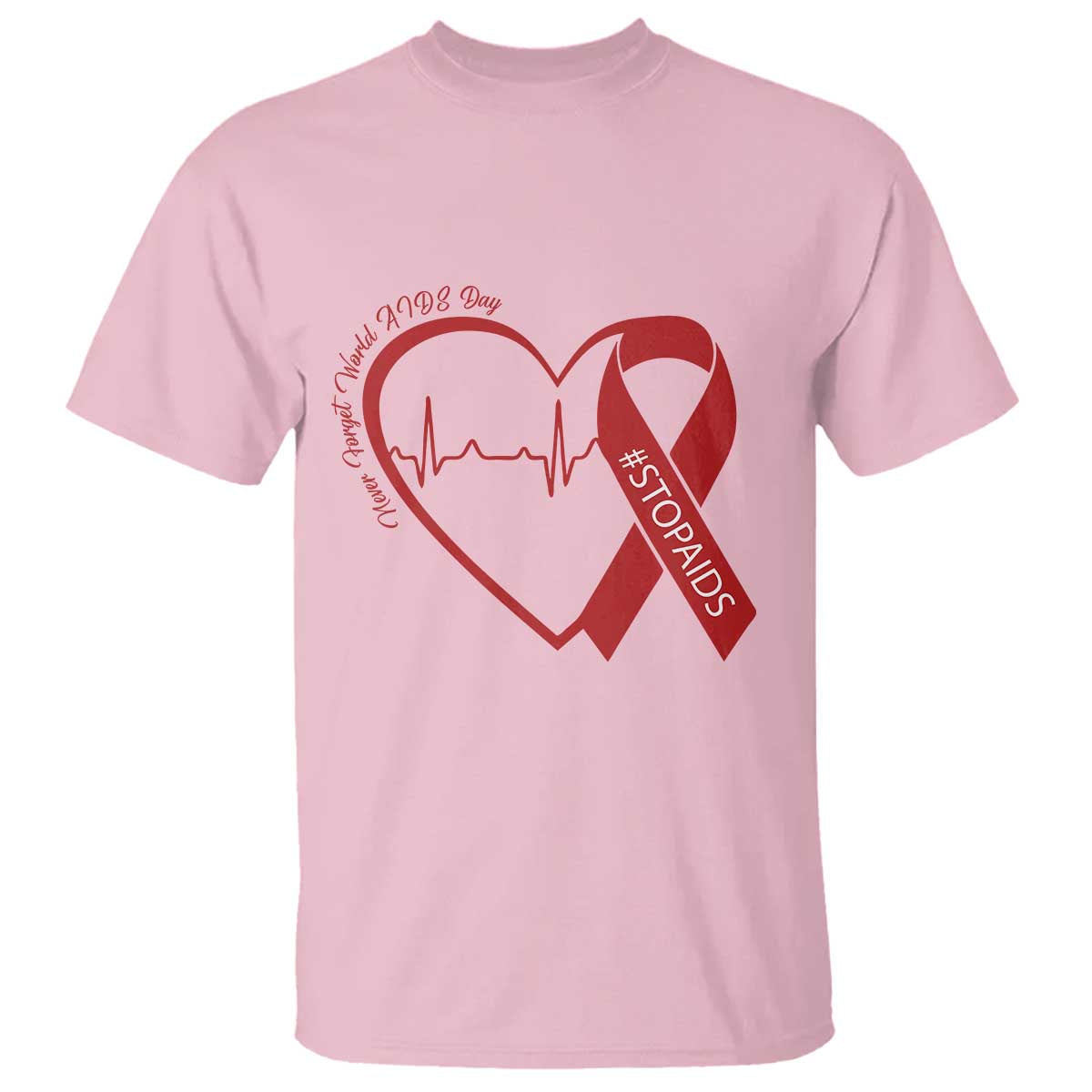 Never Forget World AIDS Day T Shirt Red Ribbon HIV Awareness Gift - Wonder Print Shop