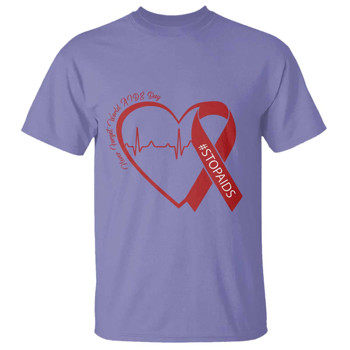Never Forget World AIDS Day T Shirt Red Ribbon HIV Awareness Gift - Wonder Print Shop