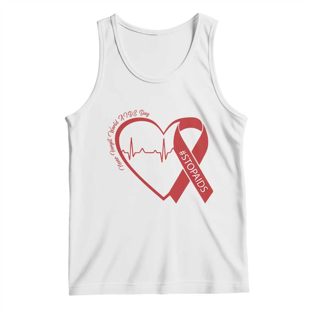 Never Forget World AIDS Day Tank Top Red Ribbon HIV Awareness Gift - Wonder Print Shop