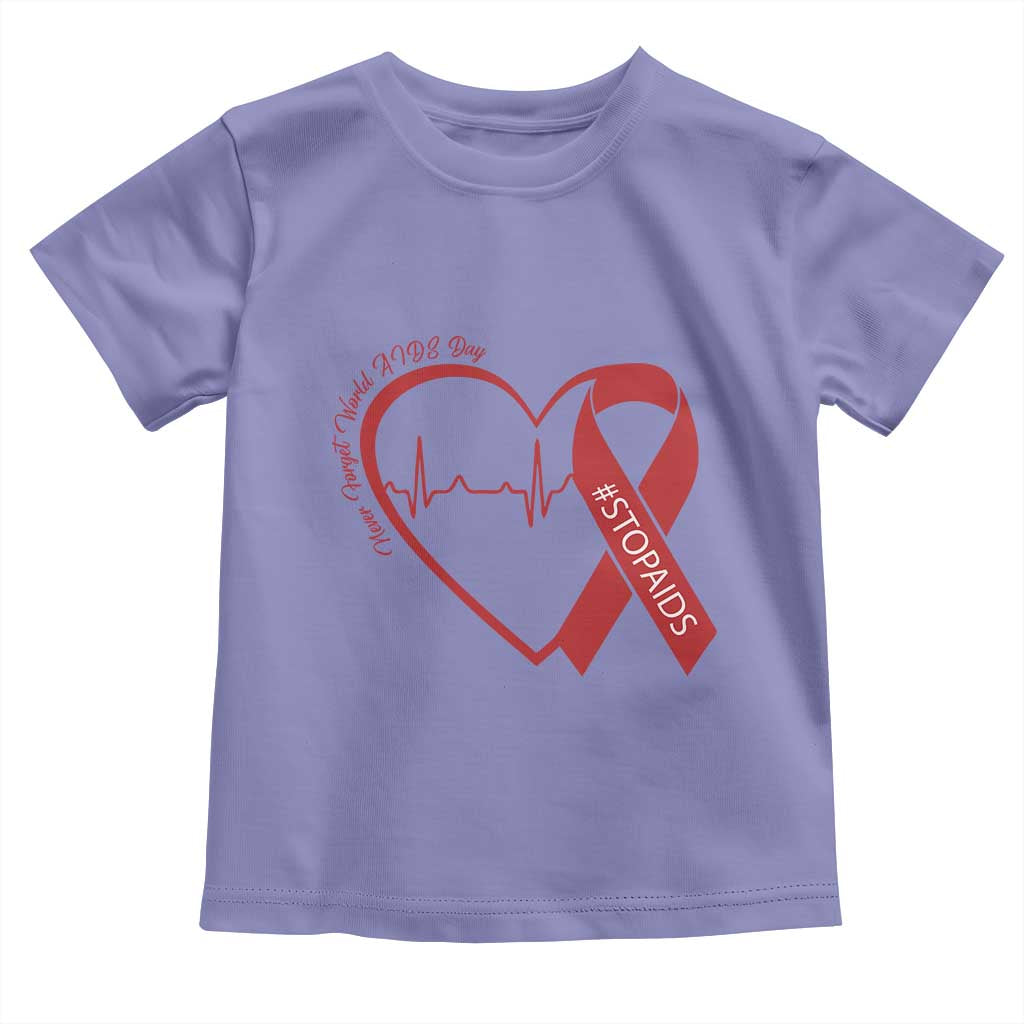 Never Forget World AIDS Day Toddler T Shirt Red Ribbon HIV Awareness Gift - Wonder Print Shop