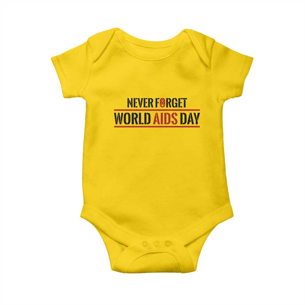 World AIDS Day Never Forget Baby Onesie Red Ribbon Support Gift - Wonder Print Shop