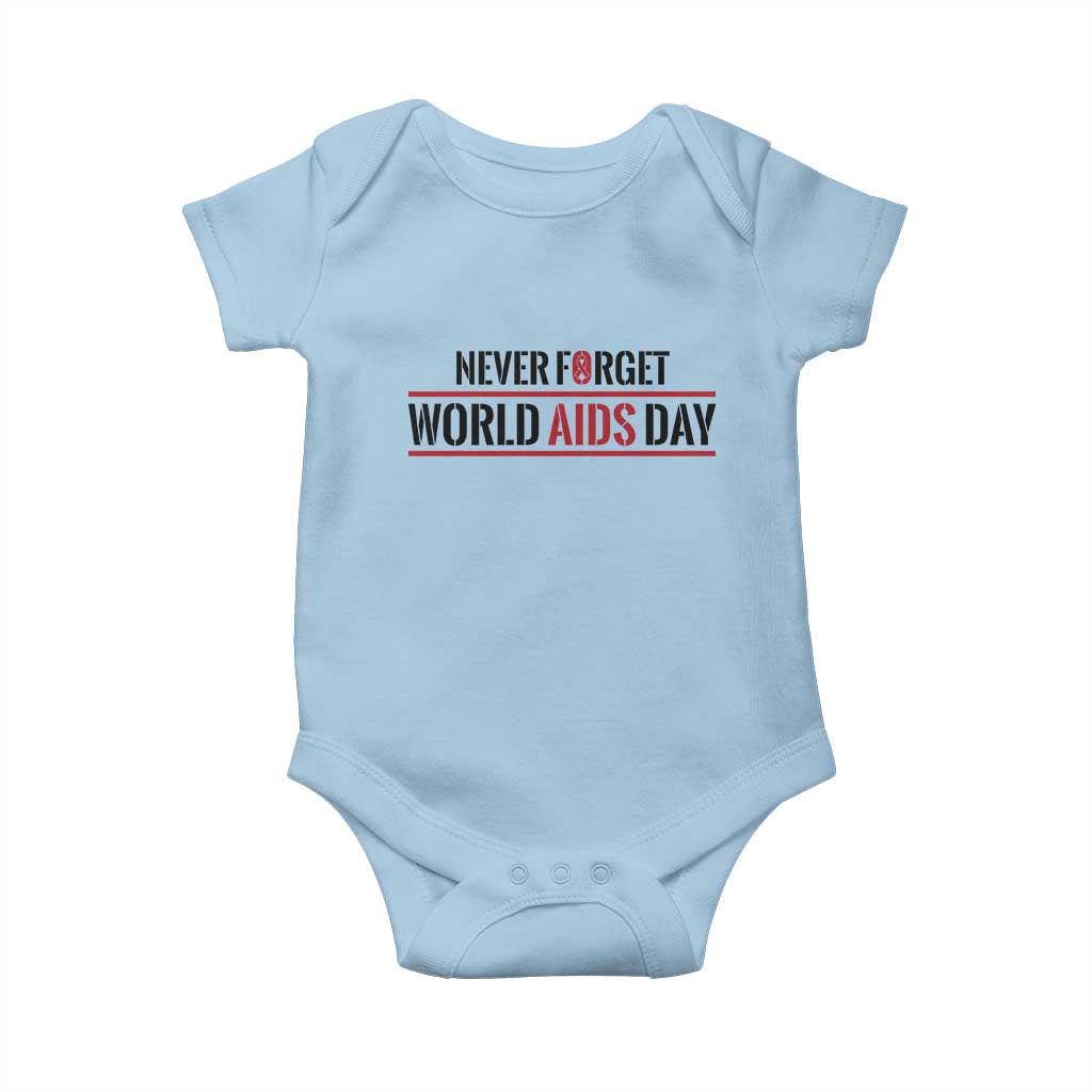 World AIDS Day Never Forget Baby Onesie Red Ribbon Support Gift - Wonder Print Shop