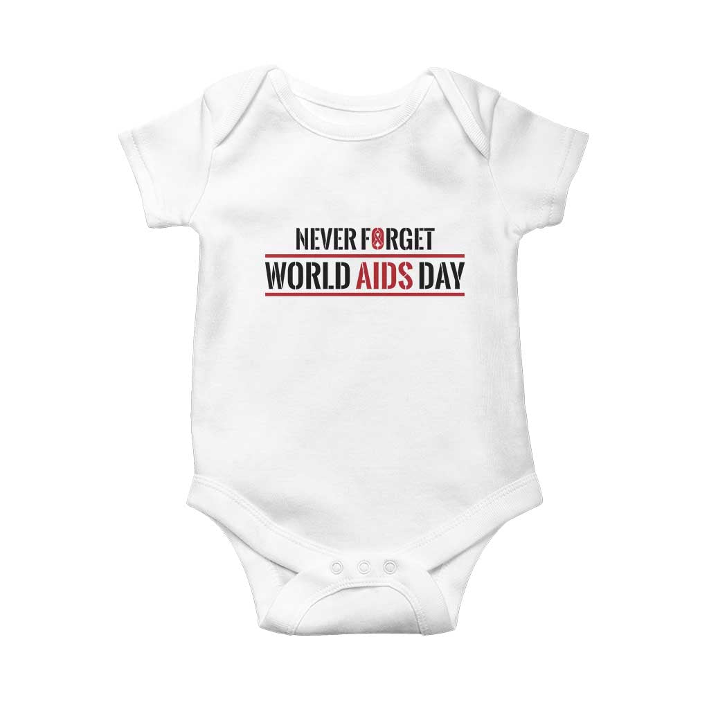 World AIDS Day Never Forget Baby Onesie Red Ribbon Support Gift - Wonder Print Shop