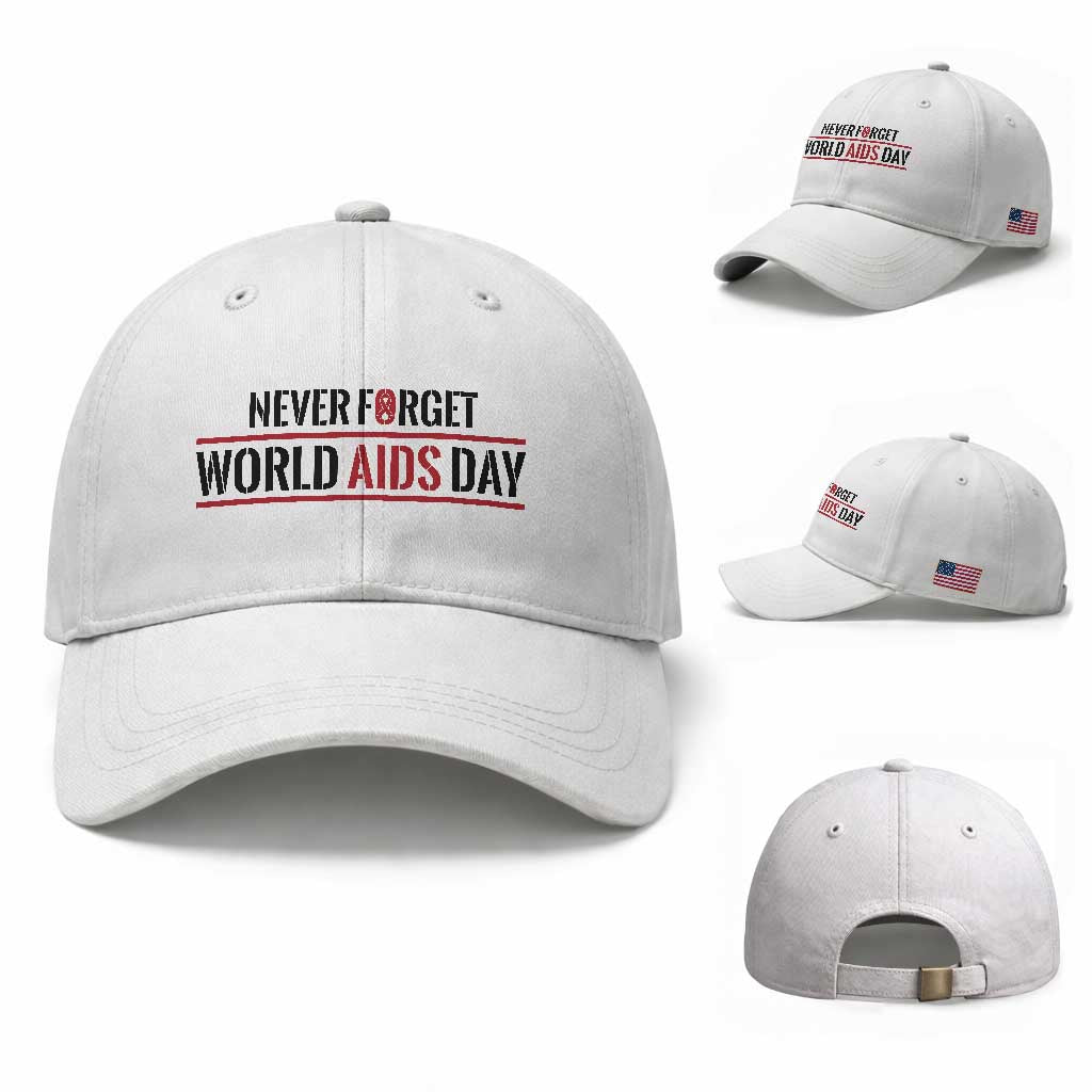 World AIDS Day Never Forget Baseball Cap Red Ribbon Support Gift