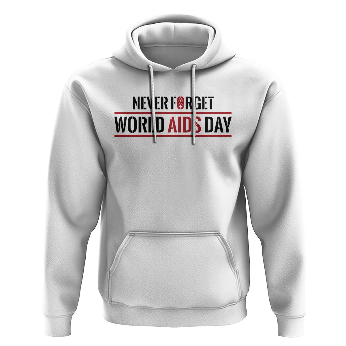 World AIDS Day Never Forget Hoodie Red Ribbon Support Gift - Wonder Print Shop