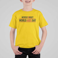 World AIDS Day Never Forget T Shirt For Kid Red Ribbon Support Gift - Wonder Print Shop