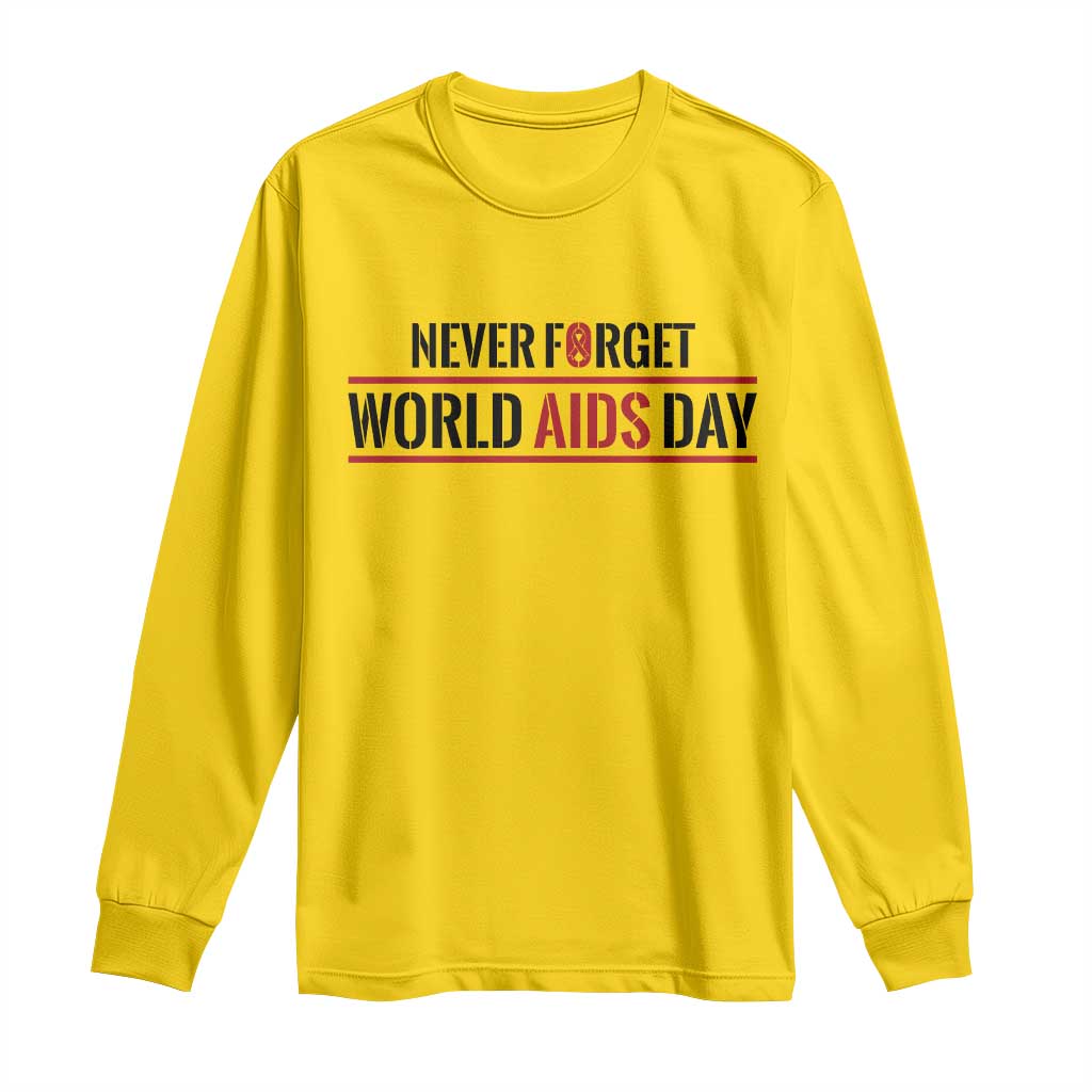World AIDS Day Never Forget Long Sleeve Shirt Red Ribbon Support Gift - Wonder Print Shop