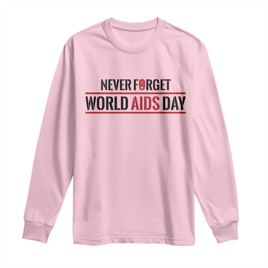 World AIDS Day Never Forget Long Sleeve Shirt Red Ribbon Support Gift - Wonder Print Shop