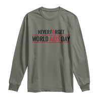 World AIDS Day Never Forget Long Sleeve Shirt Red Ribbon Support Gift - Wonder Print Shop