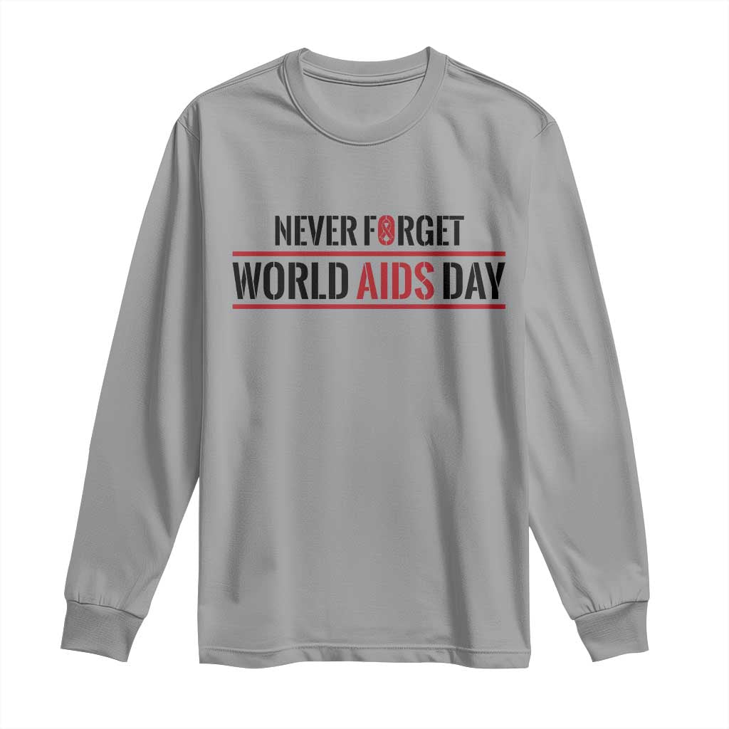 World AIDS Day Never Forget Long Sleeve Shirt Red Ribbon Support Gift - Wonder Print Shop