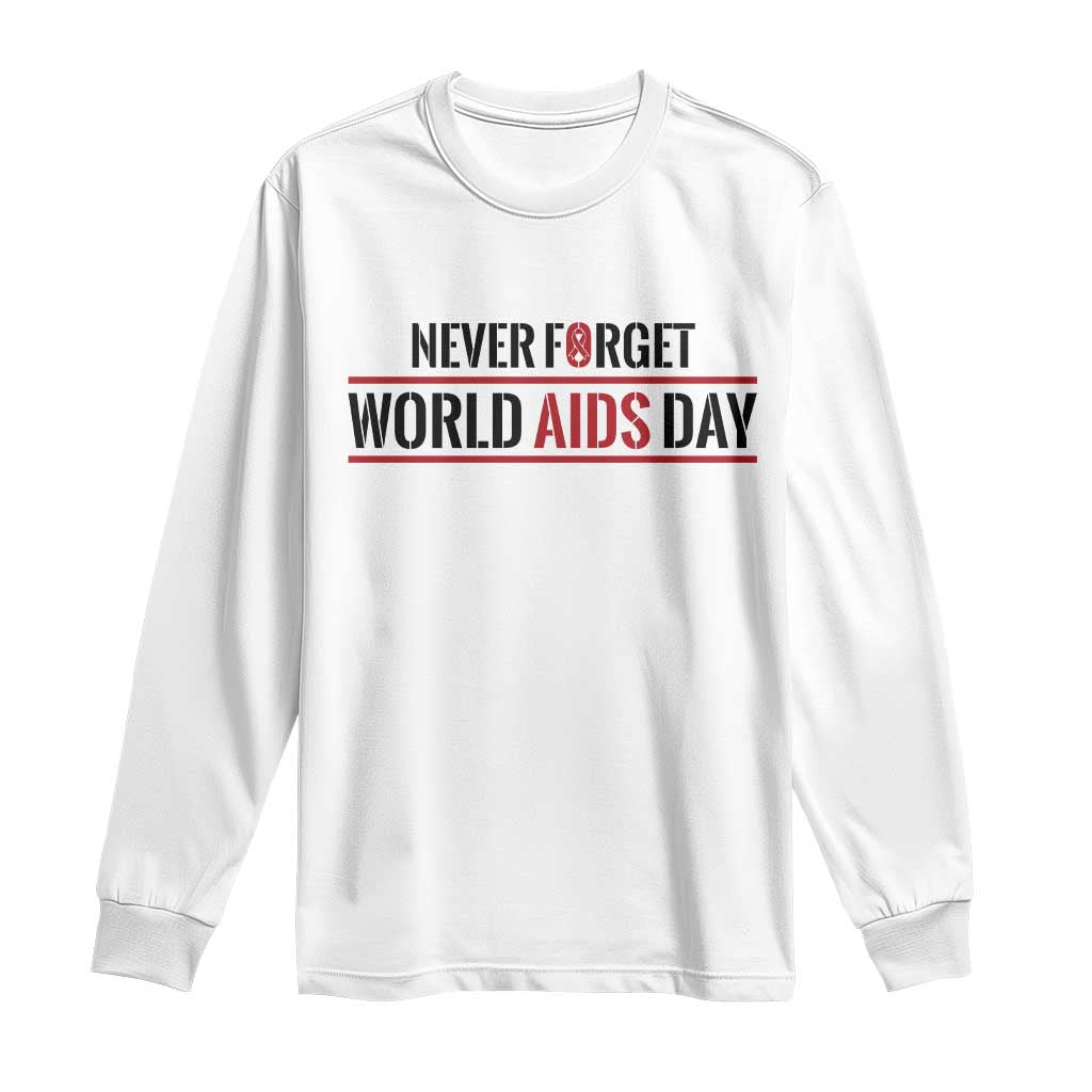 World AIDS Day Never Forget Long Sleeve Shirt Red Ribbon Support Gift - Wonder Print Shop