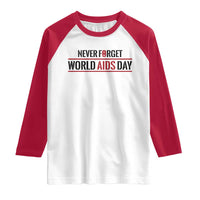 World AIDS Day Never Forget Raglan Shirt Red Ribbon Support Gift - Wonder Print Shop