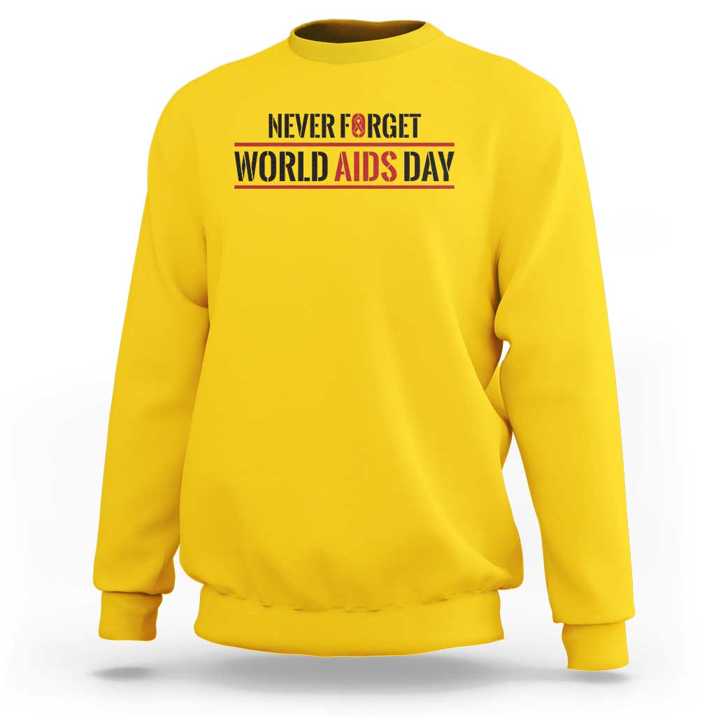 World AIDS Day Never Forget Sweatshirt Red Ribbon Support Gift - Wonder Print Shop