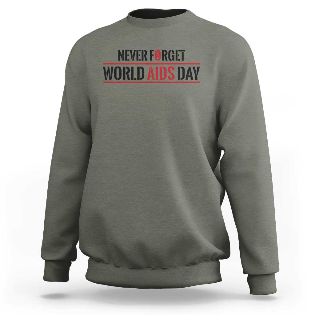 World AIDS Day Never Forget Sweatshirt Red Ribbon Support Gift - Wonder Print Shop