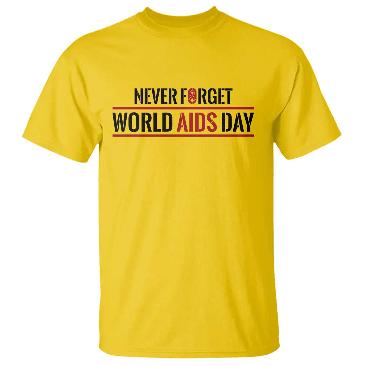 World AIDS Day Never Forget T Shirt Red Ribbon Support Gift - Wonder Print Shop