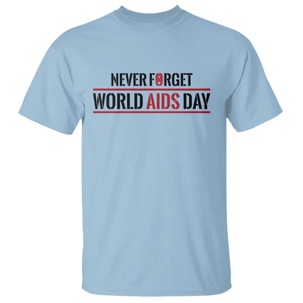 World AIDS Day Never Forget T Shirt Red Ribbon Support Gift - Wonder Print Shop