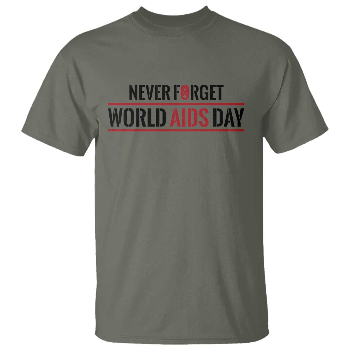 World AIDS Day Never Forget T Shirt Red Ribbon Support Gift - Wonder Print Shop