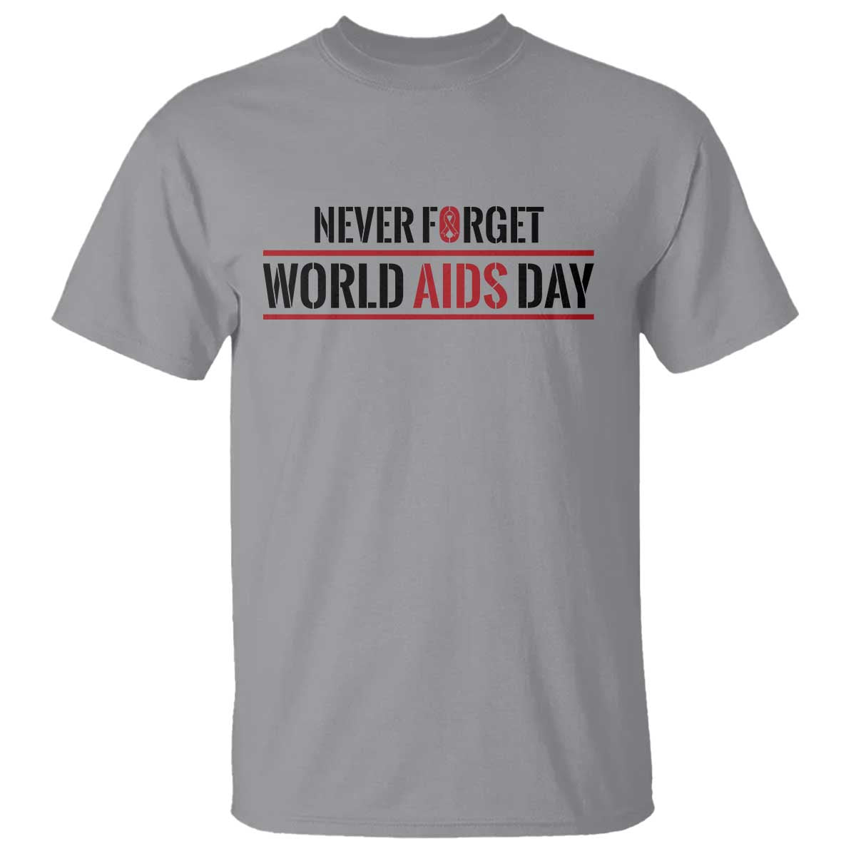 World AIDS Day Never Forget T Shirt Red Ribbon Support Gift - Wonder Print Shop
