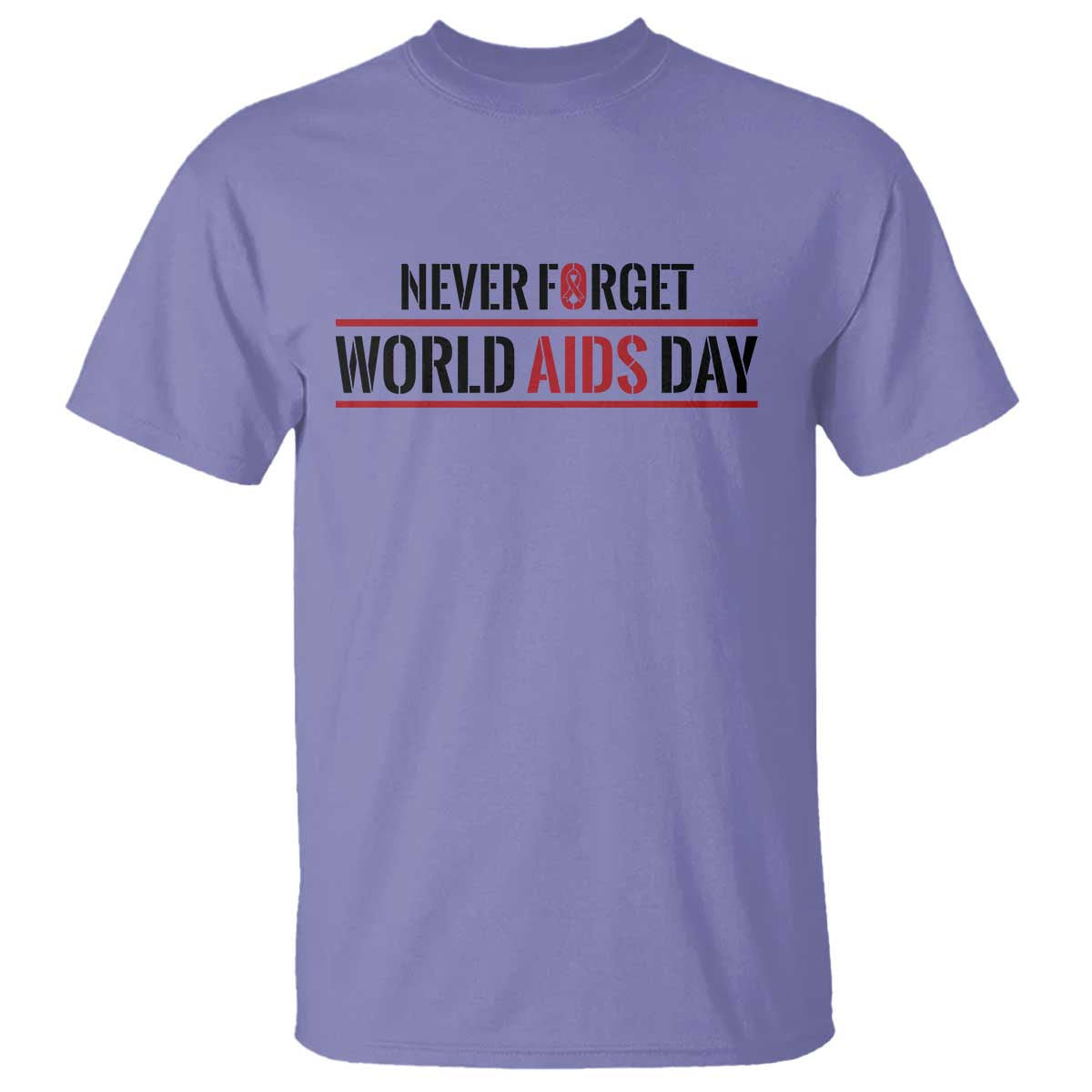 World AIDS Day Never Forget T Shirt Red Ribbon Support Gift - Wonder Print Shop
