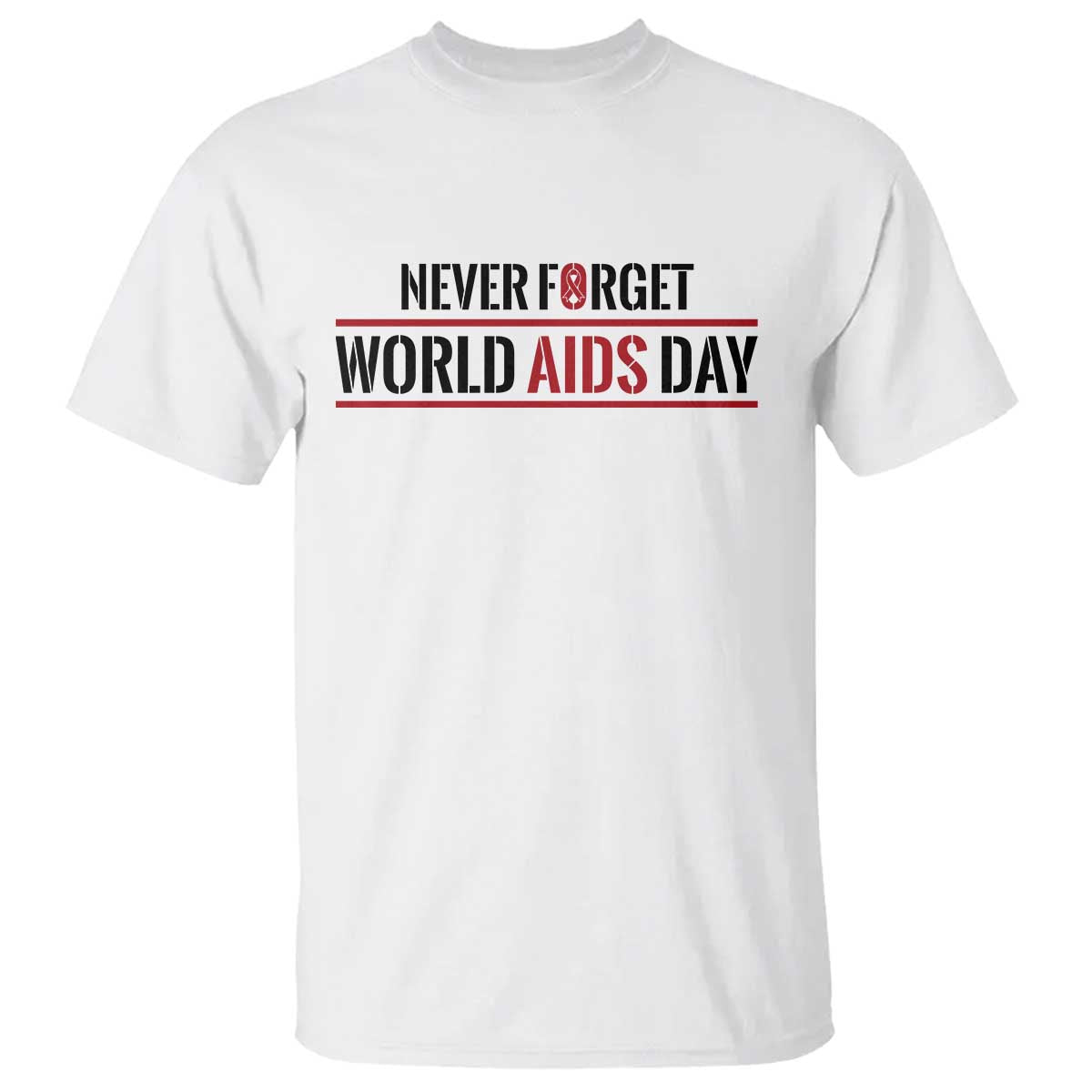World AIDS Day Never Forget T Shirt Red Ribbon Support Gift - Wonder Print Shop
