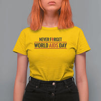 World AIDS Day Never Forget T Shirt For Women Red Ribbon Support Gift - Wonder Print Shop
