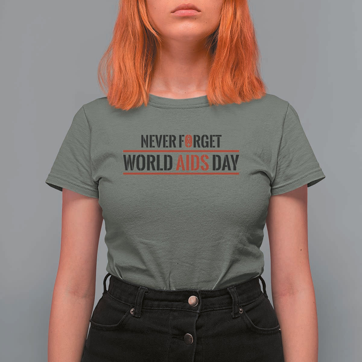World AIDS Day Never Forget T Shirt For Women Red Ribbon Support Gift - Wonder Print Shop
