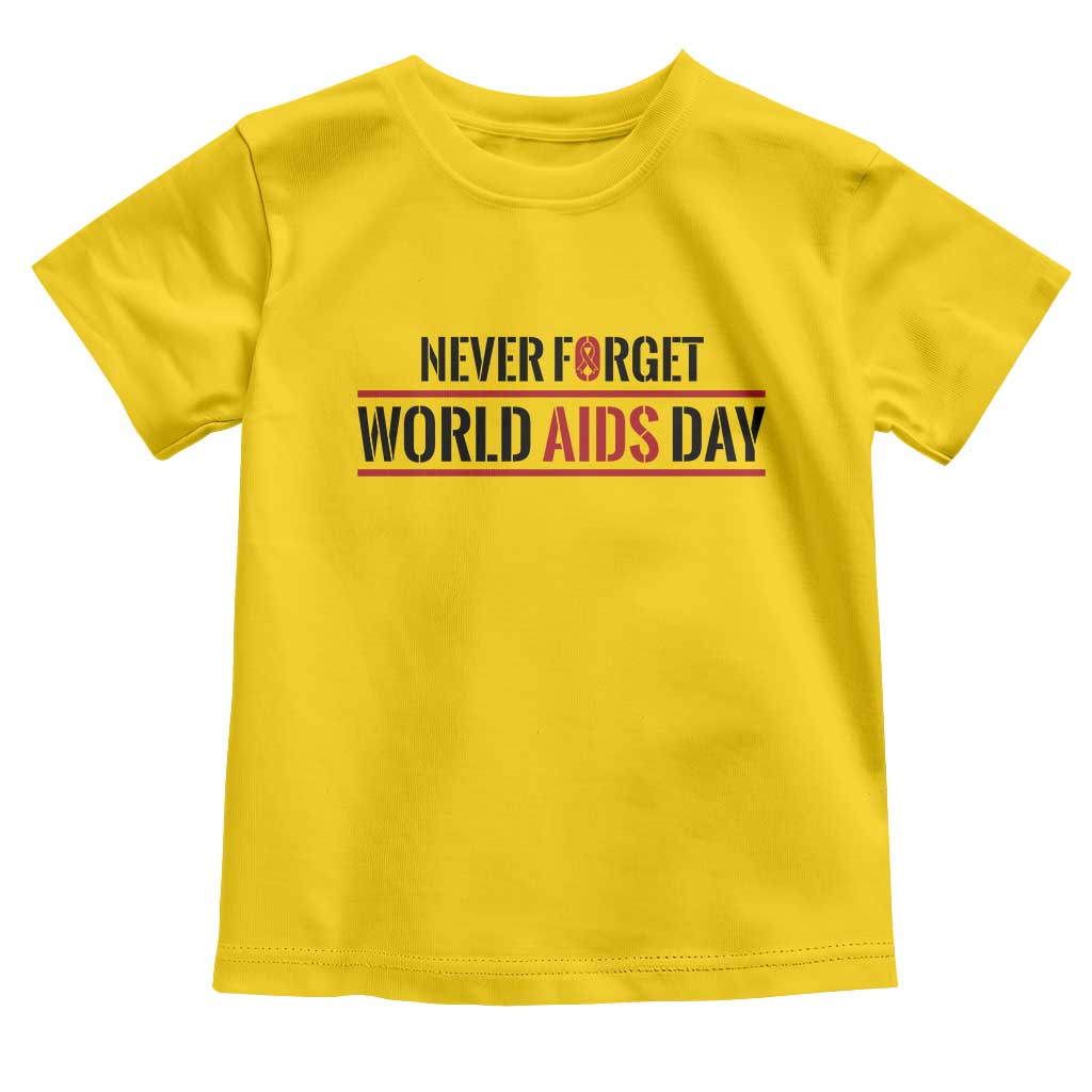 World AIDS Day Never Forget Toddler T Shirt Red Ribbon Support Gift - Wonder Print Shop