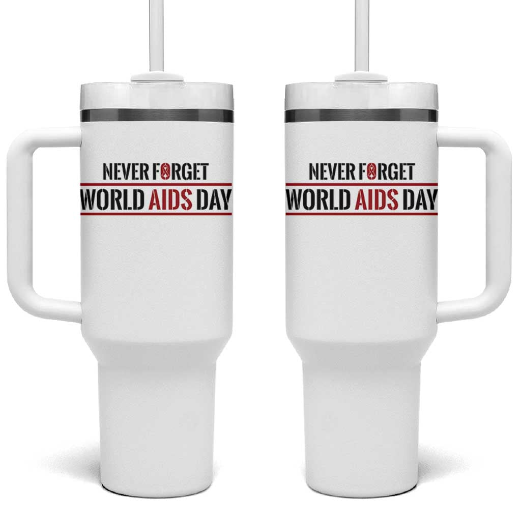 World AIDS Day Never Forget Tumbler With Handle Red Ribbon Support Gift - Wonder Print Shop