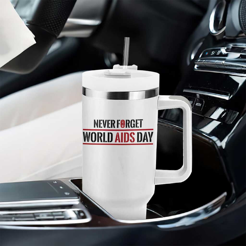 World AIDS Day Never Forget Tumbler With Handle Red Ribbon Support Gift - Wonder Print Shop