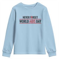 World AIDS Day Never Forget Youth Sweatshirt Red Ribbon Support Gift - Wonder Print Shop