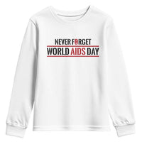 World AIDS Day Never Forget Youth Sweatshirt Red Ribbon Support Gift - Wonder Print Shop