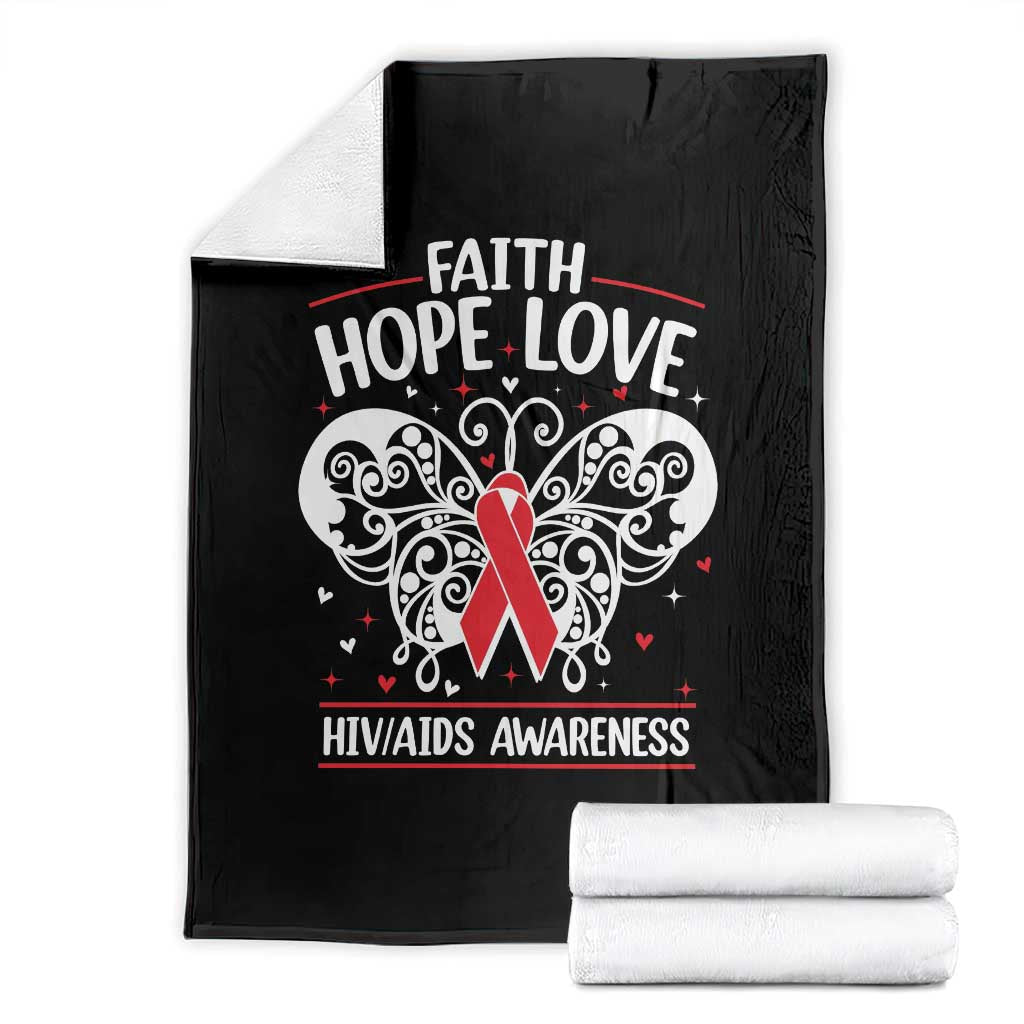 Red Ribbon Faith Hope Love Throw Blanket World AIDS Day Gift - Wonder Print Shop