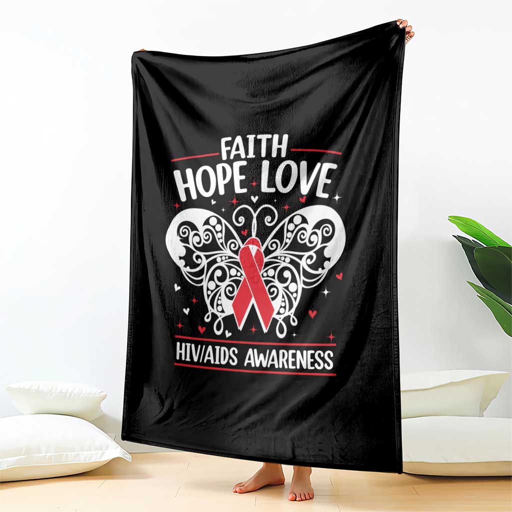 Red Ribbon Faith Hope Love Throw Blanket World AIDS Day Gift - Wonder Print Shop