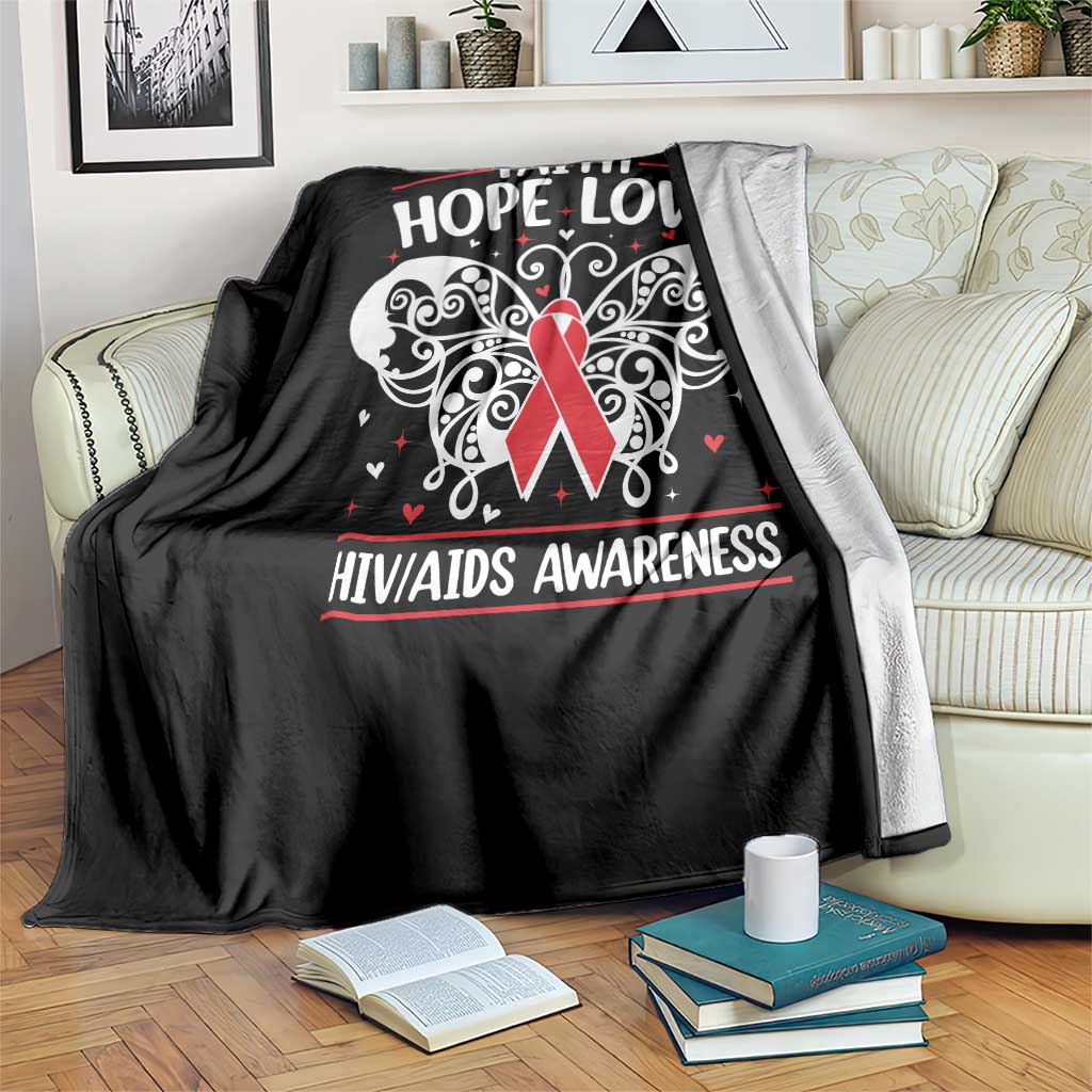 Red Ribbon Faith Hope Love Throw Blanket World AIDS Day Gift - Wonder Print Shop