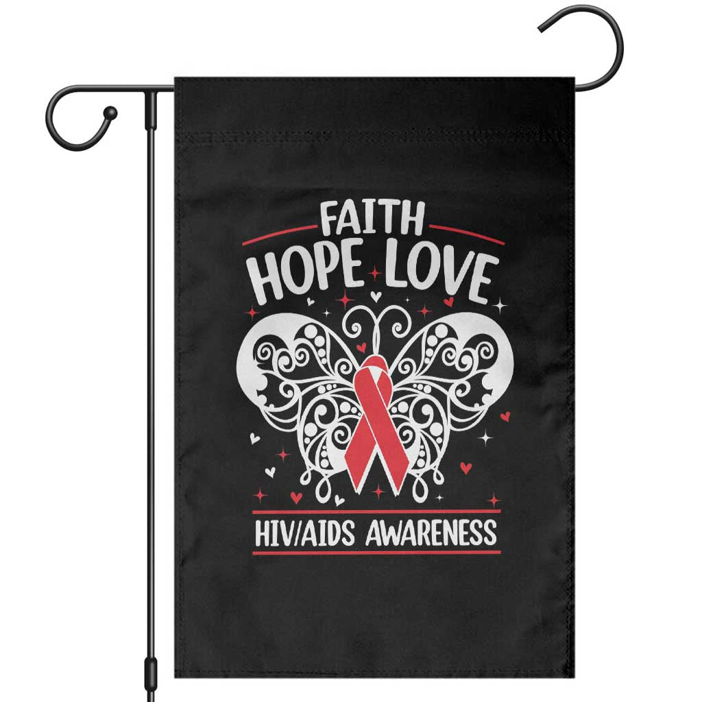 Red Ribbon Faith Hope Love Garden Flag World AIDS Day Gift - Wonder Print Shop