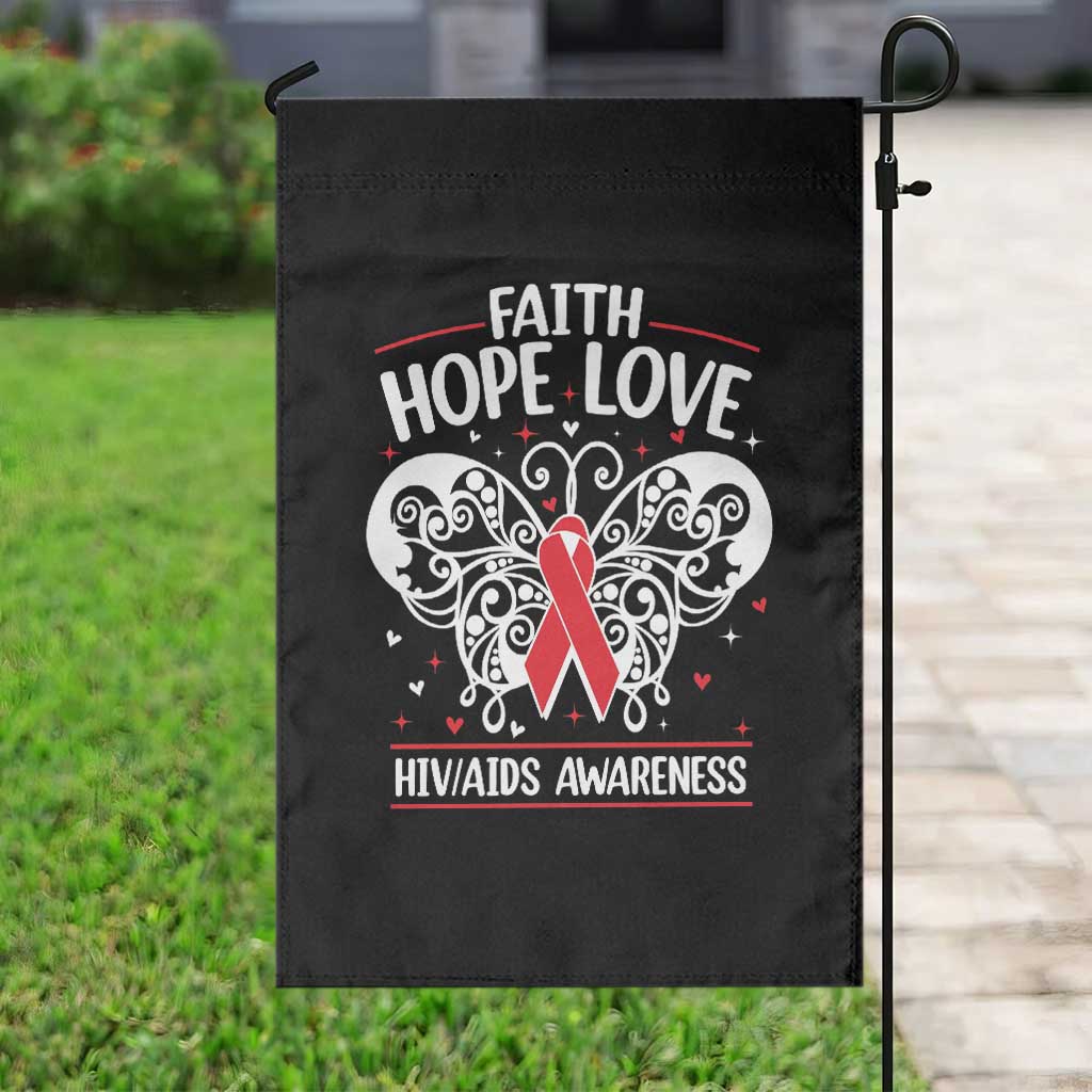 Red Ribbon Faith Hope Love Garden Flag World AIDS Day Gift - Wonder Print Shop