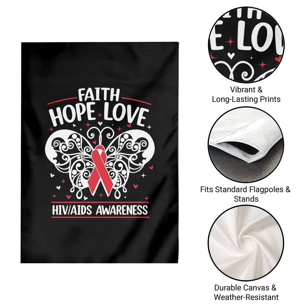 Red Ribbon Faith Hope Love Garden Flag World AIDS Day Gift - Wonder Print Shop