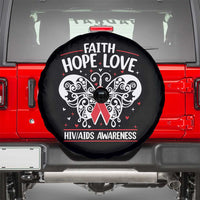 Red Ribbon Faith Hope Love Spare Tire Cover World AIDS Day Gift - Wonder Print Shop
