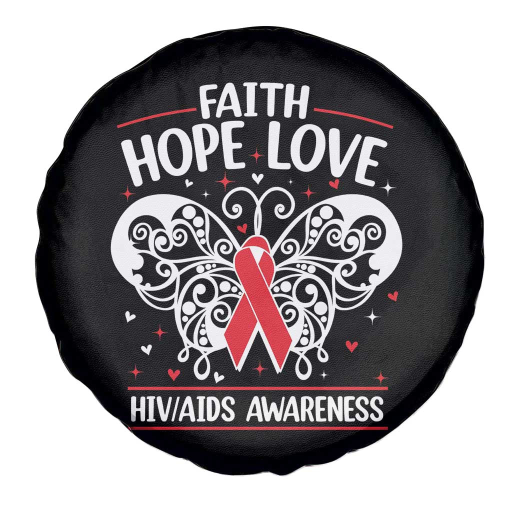 Red Ribbon Faith Hope Love Spare Tire Cover World AIDS Day Gift - Wonder Print Shop