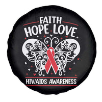 Red Ribbon Faith Hope Love Spare Tire Cover World AIDS Day Gift - Wonder Print Shop