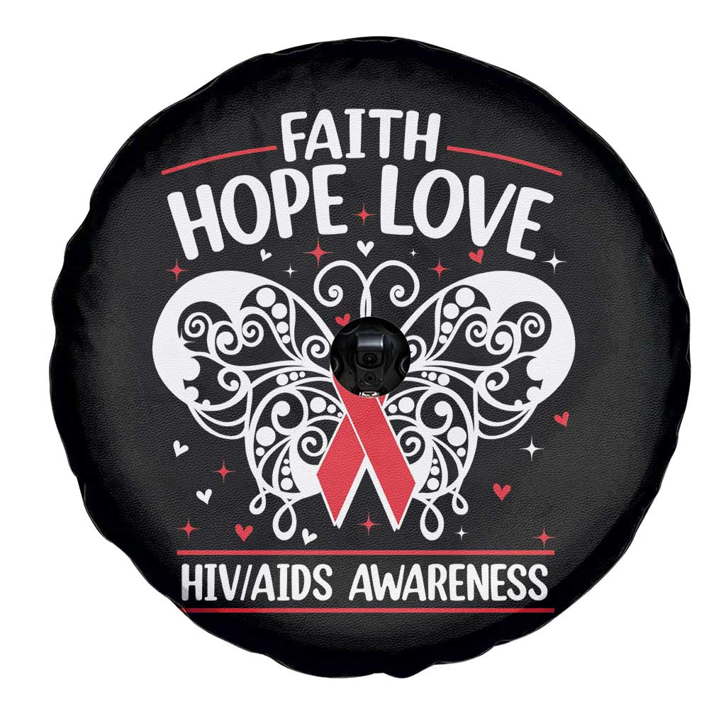 Red Ribbon Faith Hope Love Spare Tire Cover World AIDS Day Gift - Wonder Print Shop