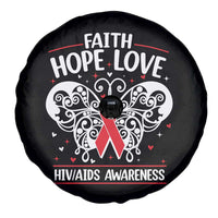 Red Ribbon Faith Hope Love Spare Tire Cover World AIDS Day Gift - Wonder Print Shop