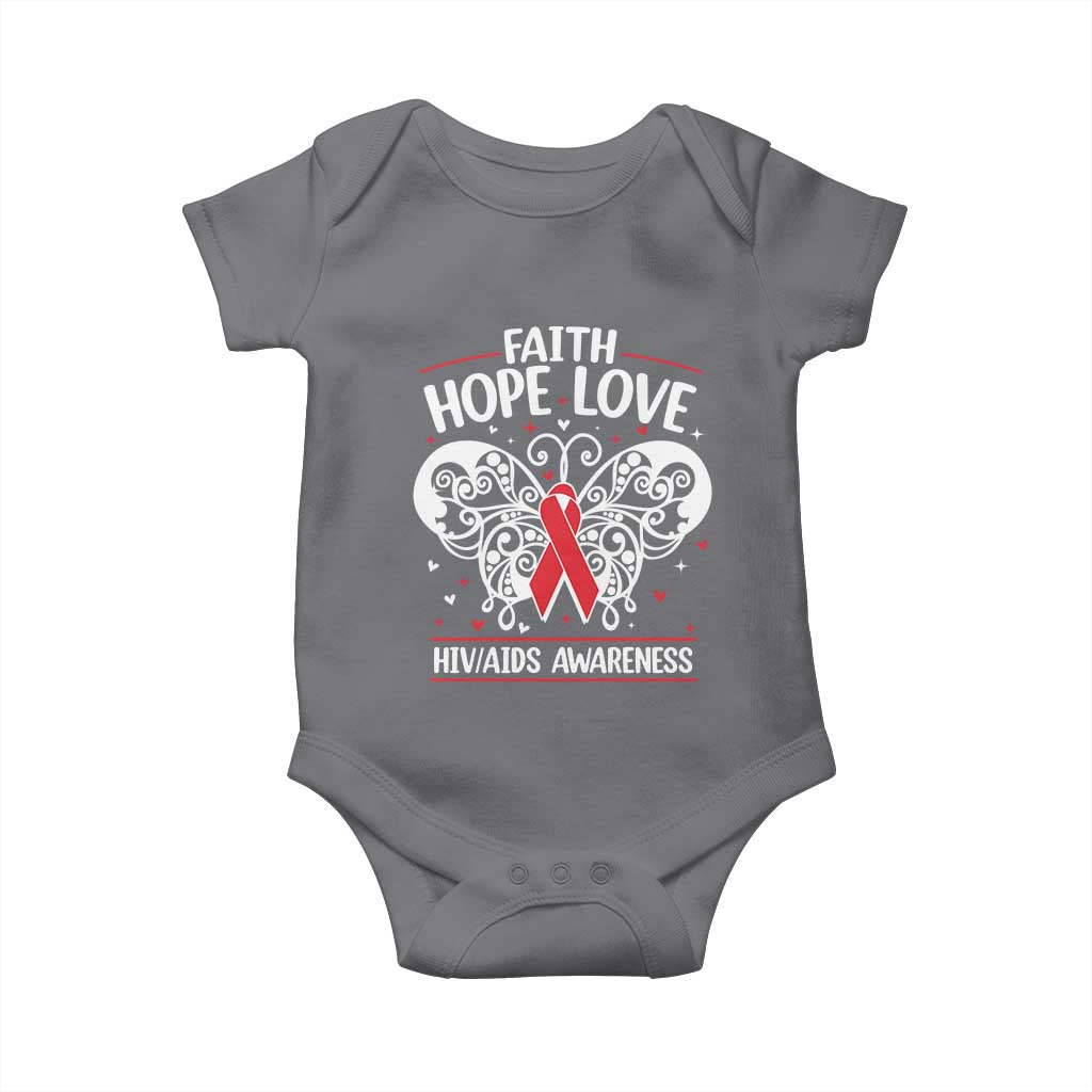 Red Ribbon Faith Hope Love Baby Onesie World AIDS Day Gift - Wonder Print Shop
