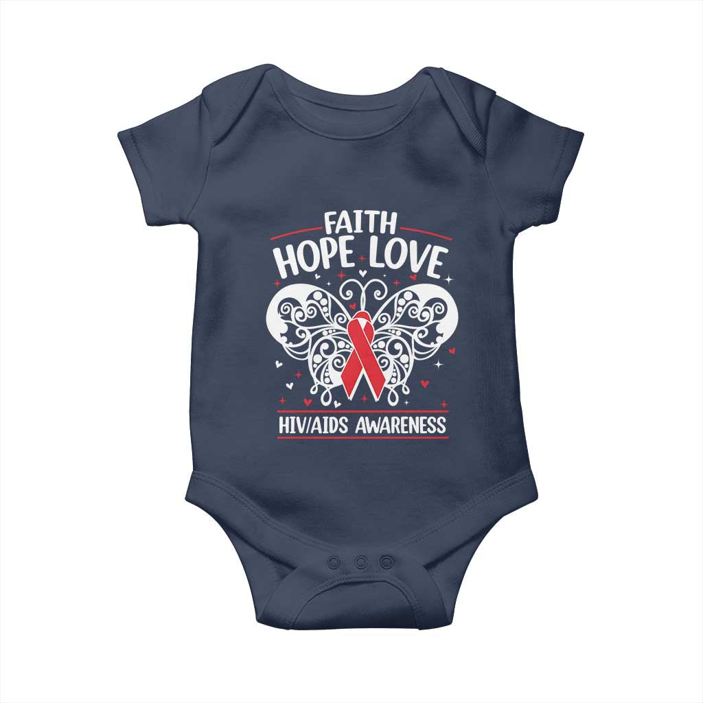 Red Ribbon Faith Hope Love Baby Onesie World AIDS Day Gift - Wonder Print Shop