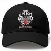 Red Ribbon Faith Hope Love Baseball Cap World AIDS Day Gift