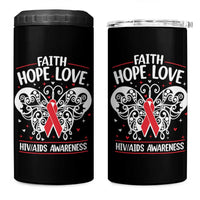 Red Ribbon Faith Hope Love 4 in 1 Can Cooler Tumbler World AIDS Day Gift - Wonder Print Shop